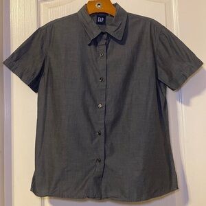 Gap Vintage Women’s Dark Gray Button Up Collar Office Shirt Size Medium